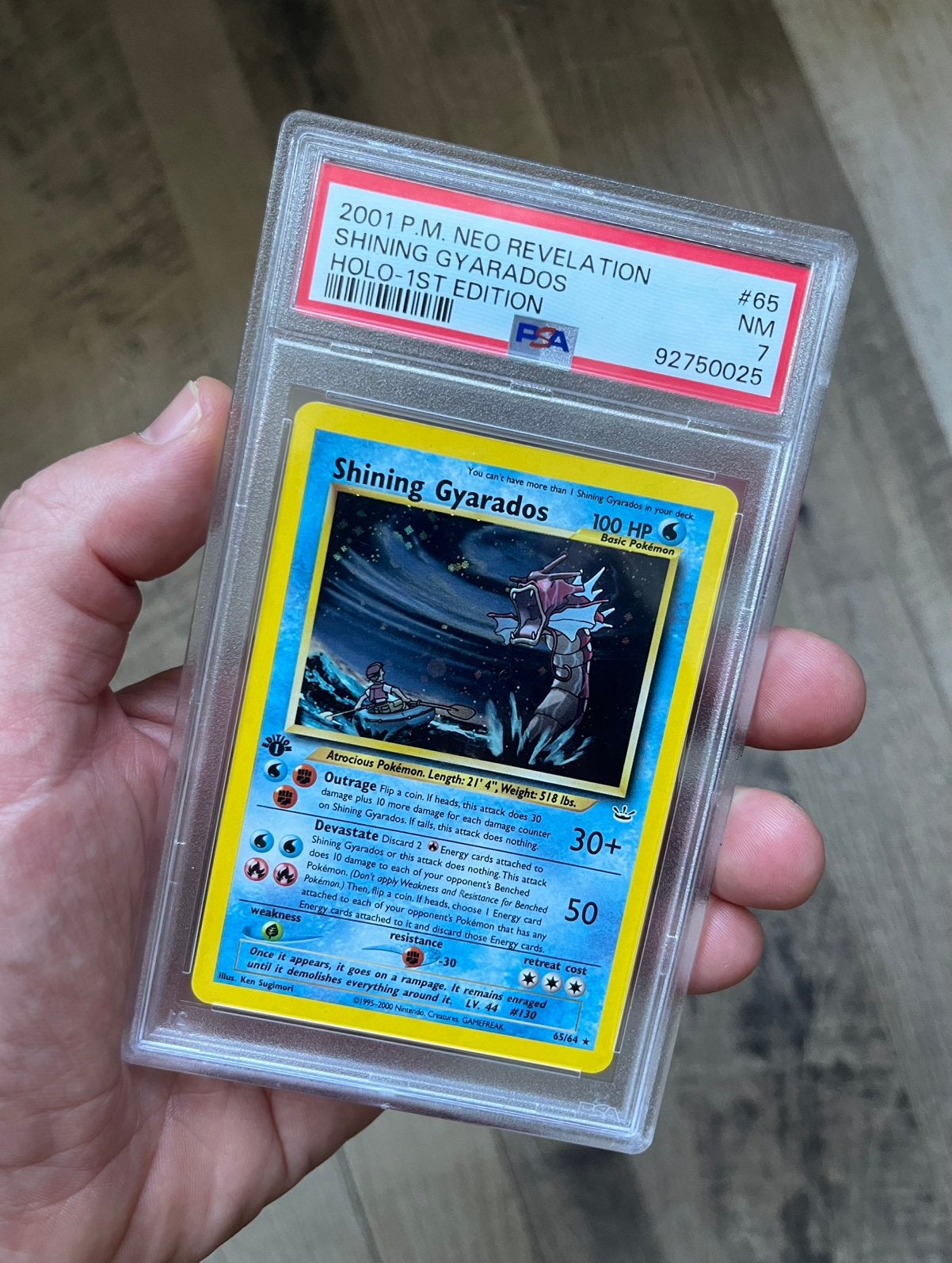 PSA7 1st ed. Shining Gyarados #65 - Neo Revelation, Ophalen of Verzenden, Zo goed als nieuw, Losse kaart