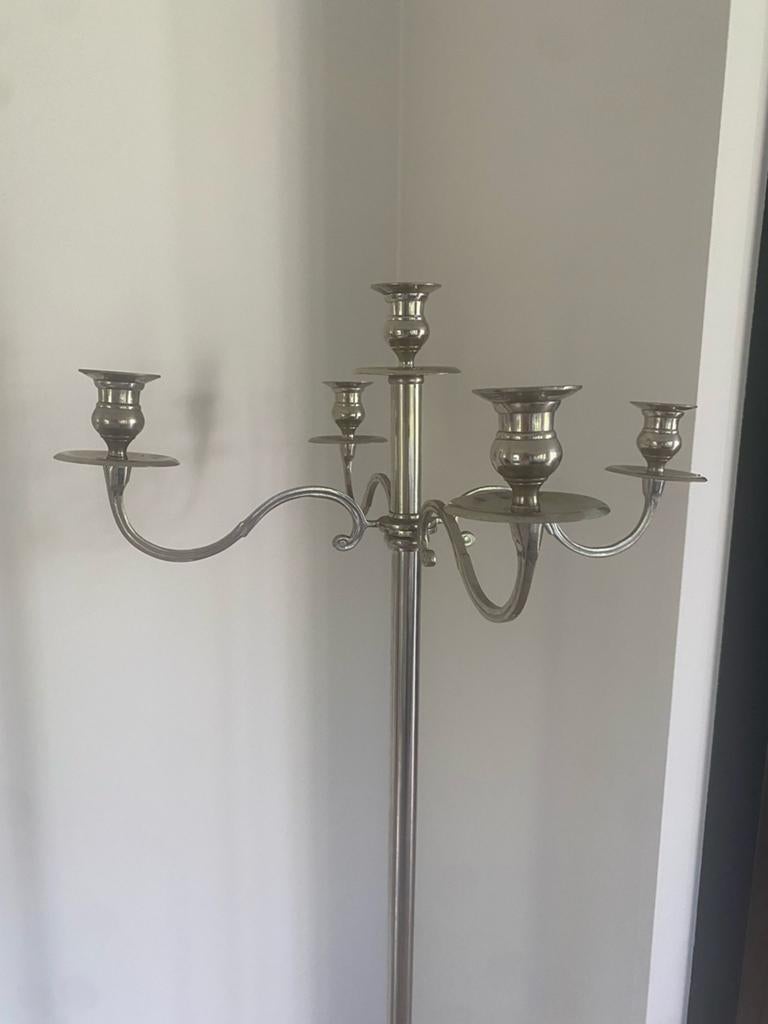 Mooie grote staande kandelaar voor 5 kaarsen, Ophalen, Zilver