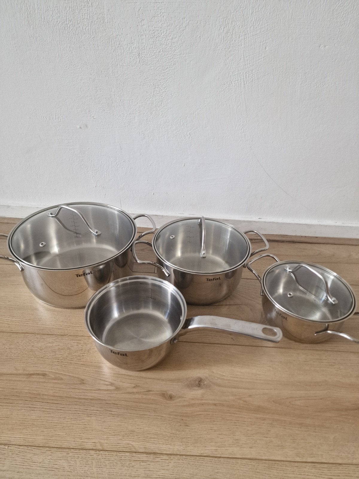 Tefal Pannenset RVS - 4-delig - Inductie Geschikt, Ophalen, Inductieplaat, Pannenset, Zo goed als nieuw