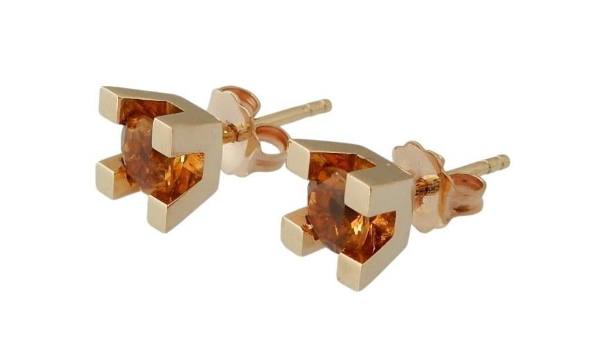 14 karaat Gouden Oorbellen Oorstekers met Citrien edelstenen, Jw, Verzenden, Nieuw, Met edelsteen
