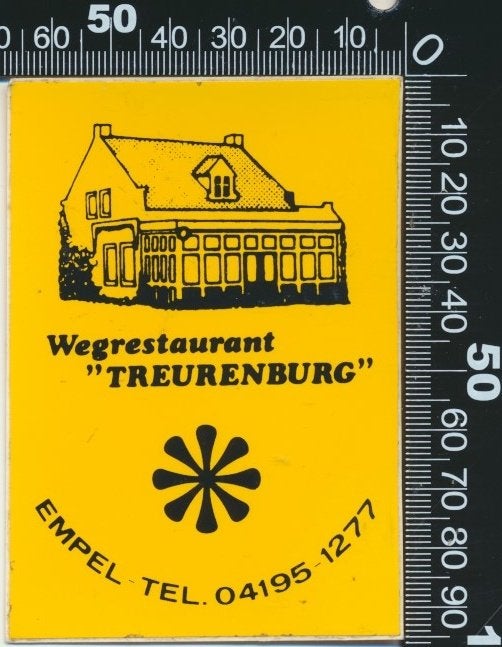 Sticker: Wegrestaurant Treurenburg - Empel (1), Ophalen of Verzenden, Zo goed als nieuw, Bedrijf of Vereniging