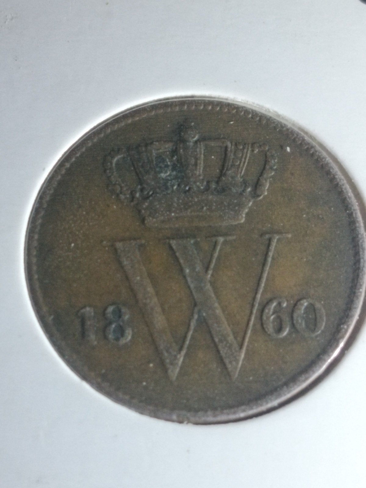 1 cent 1860 Willem 3, Postzegels en Munten, Ophalen of Verzenden, Koning Willem III, 1 cent
