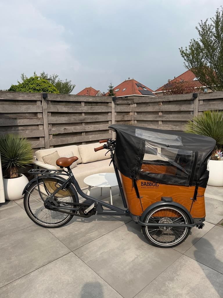 Bakfiets Babboe curve mountain elektrische, Fietsen en Brommers, Fietsen | Bakfietsen, 4 kinderen of meer, Gebruikt, Huif, Ophalen