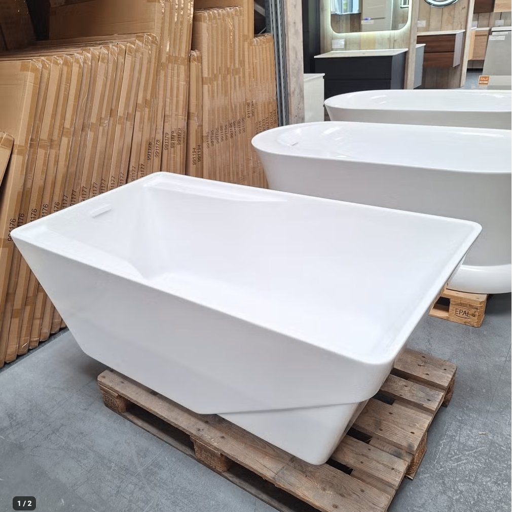 UNIEK DESIGN, Compact Ligbad + Stelpoten, Glans wit, Nr375