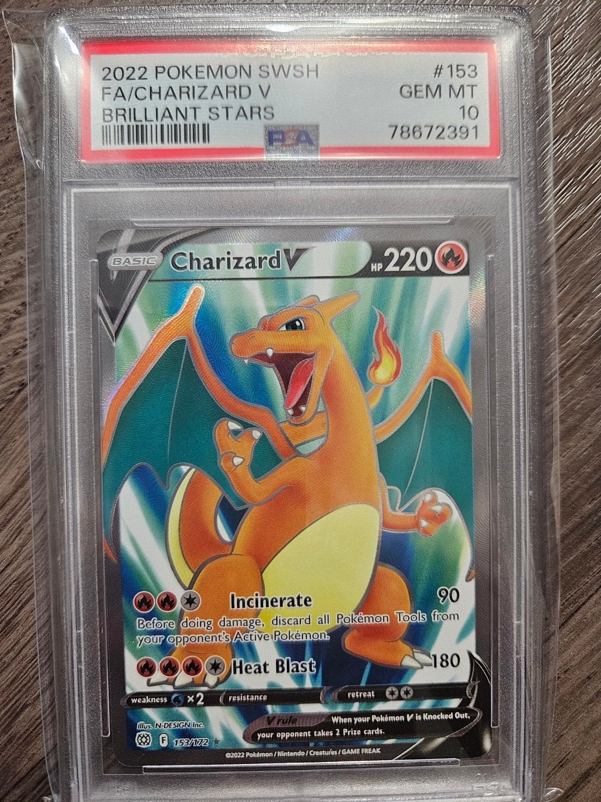 Pokémon Charizard V SWSH Brilliant Stars PSA 10 GEM MT, Ophalen, Nieuw, Losse kaart