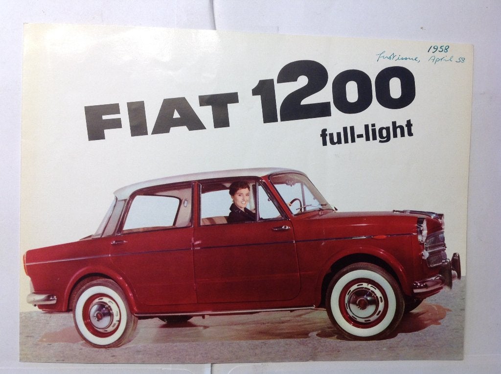 Fiat 1200 Full-light en 1200 Spider folder ENG 1958 4 blz, Ophalen of Verzenden, Nieuw, Overige merken