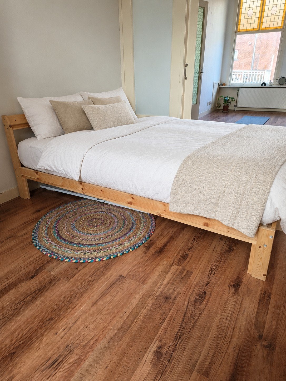 Houten bedframe 140x200 cm – naturel hout, Ophalen of Verzenden