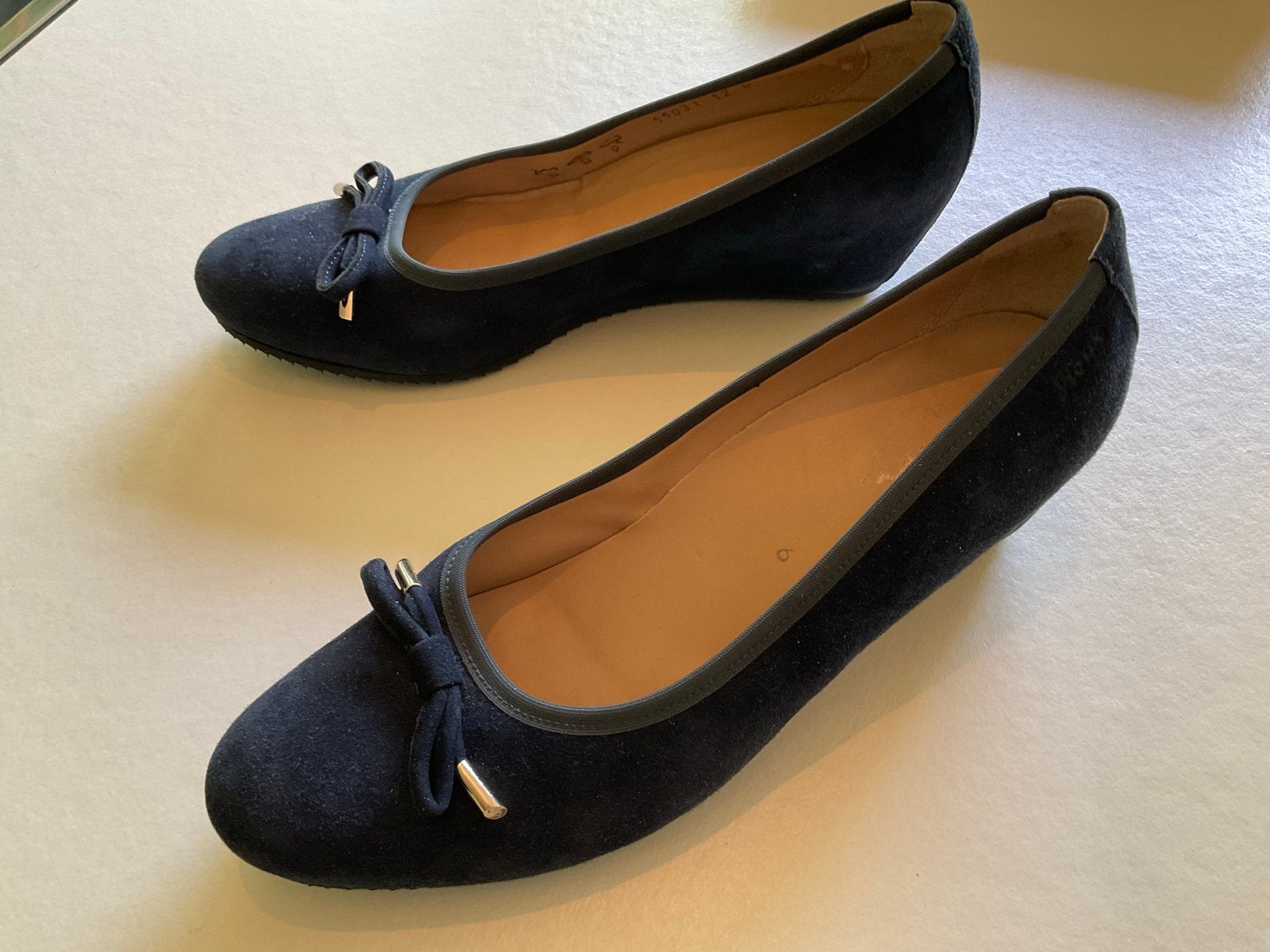 Sioux blauwe suède schoenen met sleehak, maat 39.5, Schoenen met lage hakken, Blauw, Ophalen of Verzenden, Zo goed als nieuw