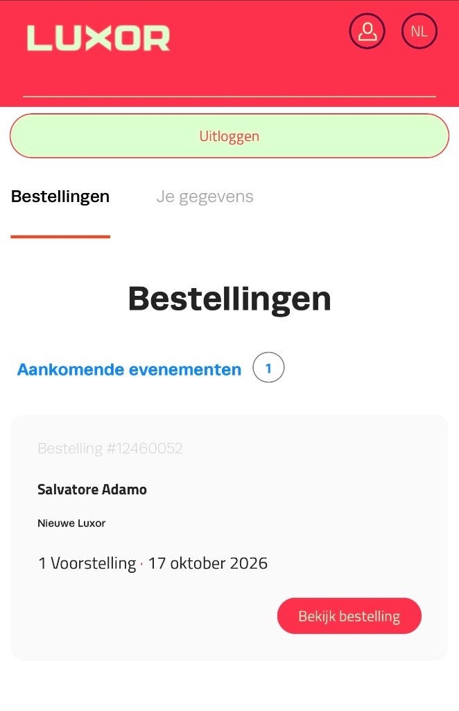 Concert kaartjes, Eén persoon, Oktober