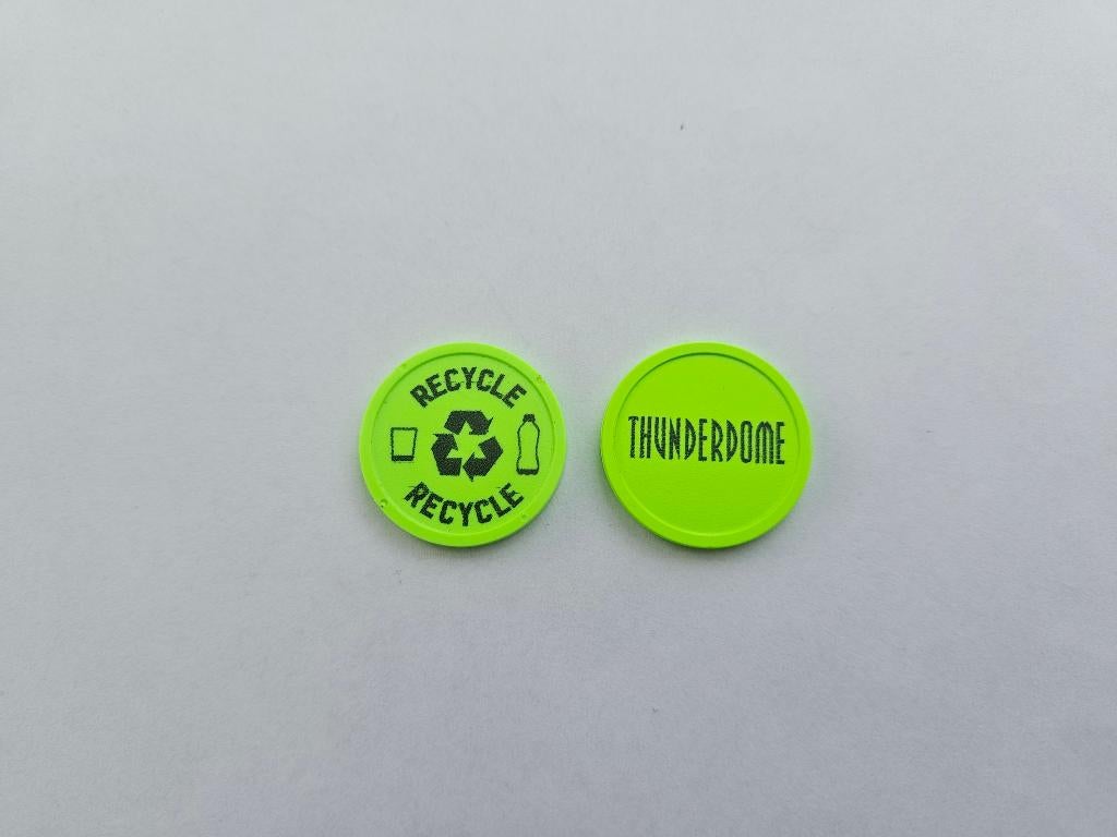 Thunderdome recycle coin / token / munt, Ophalen of Verzenden, Overige materialen