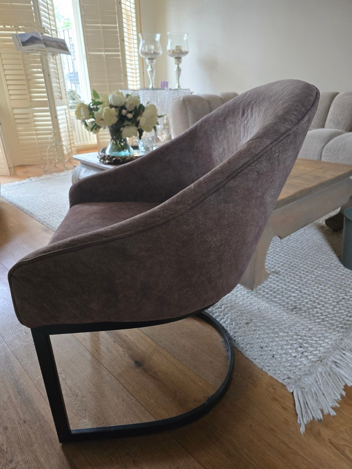 Riviera Maison Eetkamerstoel - Stijlvol en Comfortabel, Huis en Inrichting, Stoelen, Gebruikt, Eén, Metaal, Stof, Bruin, Ophalen