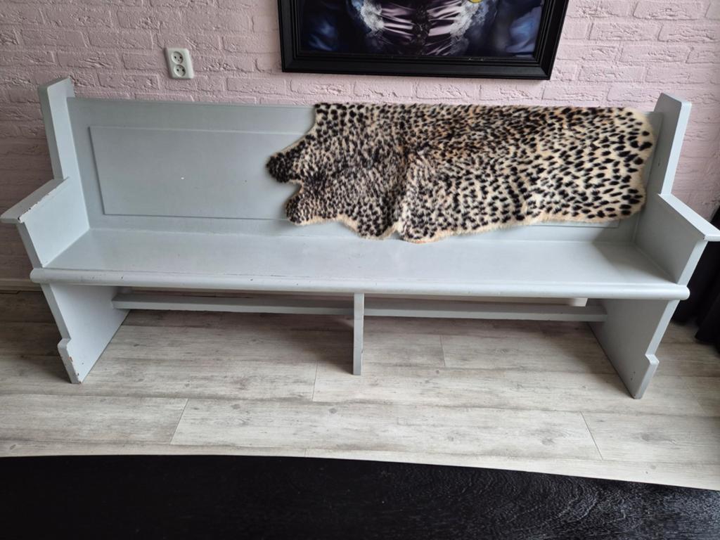 Gave authentieke Kerkbank met bijbelplank en haakjes., Ophalen of Verzenden, Gebruikt, Rechthoekig, 125 cm of meer