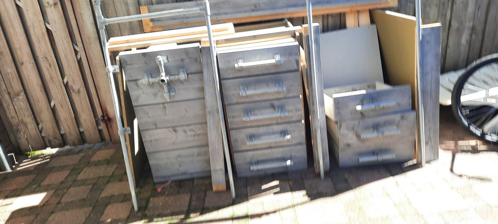 Hoogslapers hangkast, lades. Stijgerhout en stijgerbuis., Ophalen, Eenpersoons, Wit, 80 cm