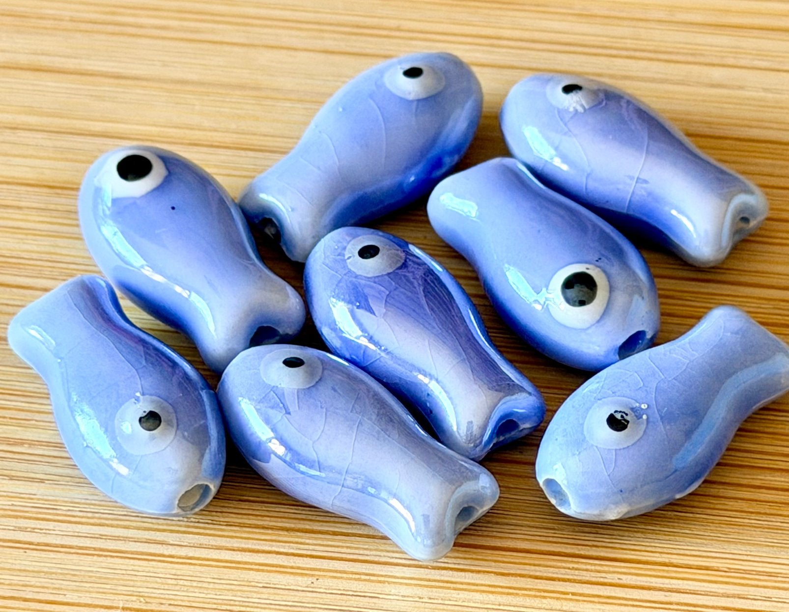 8 keramische vis kralen kleur paars/blauw -115.2, Ophalen of Verzenden, Nieuw, Kraal