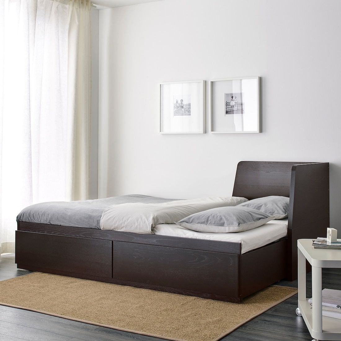 IKEA Flekke uitschuifbare bedbank zwart 80/160x200, Ophalen, Verstelbaar, Zwart, Tweepersoons