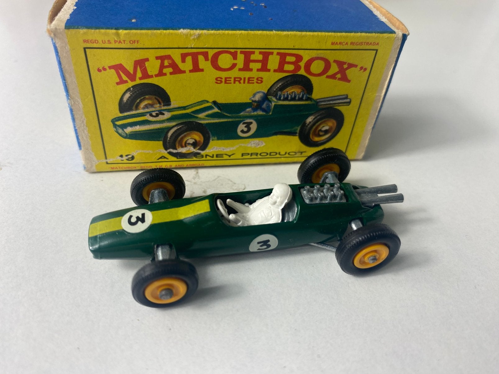 Lotus-Matchbox no19-in box-vintage-excellent/6.5-7cm L, Ophalen of Verzenden, Auto, Matchbox