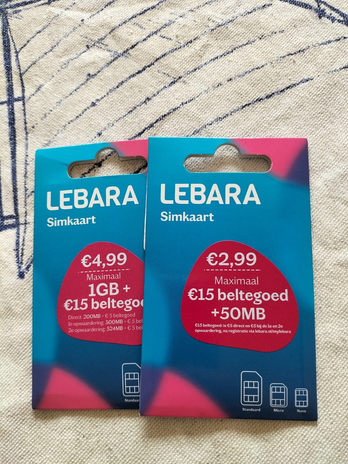 partij 400 stuks Lebara tegoed simkaarten nieuw geseald 2027, Telecommunicatie, Prepaidkaarten en Simkaarten, Verzenden, Nieuw