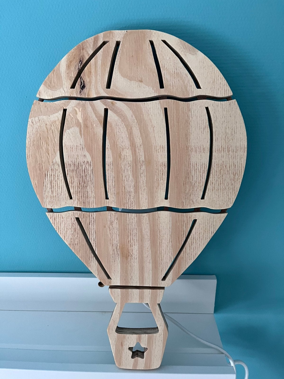 Houten wandlamp - Luchtballon, E14 (klein), Nieuw, Ophalen of Verzenden, Inclusief lichtbron
