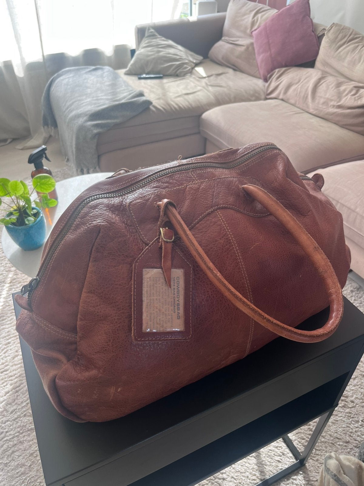 Leren cowboybag, 40 tot 60 cm, 30 cm of meer, Gebruikt, Bruin