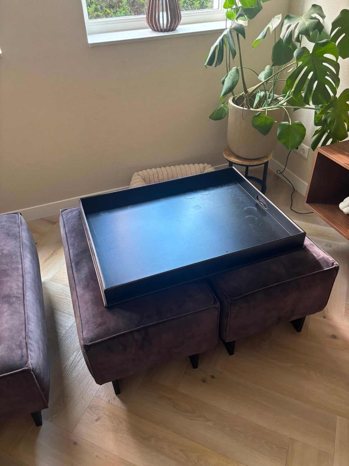 Set van 2 hockers/poefs, Huis en Inrichting, Ophalen, Gebruikt, Vierkant, 75 tot 100 cm