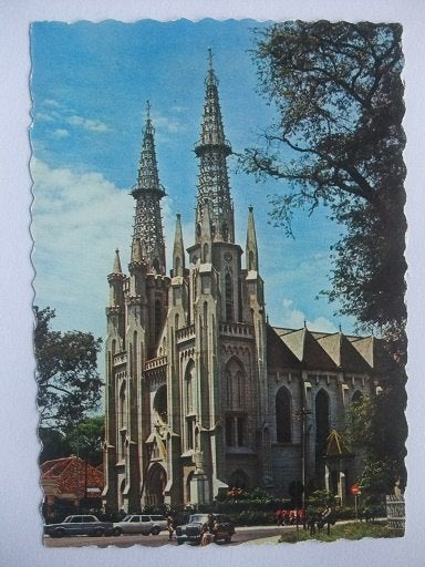 Q12 Ansichtkaart Indonesië - Kathedraal in Jakarta, Verzenden, 1980 tot heden, Gelopen, Buiten Europa