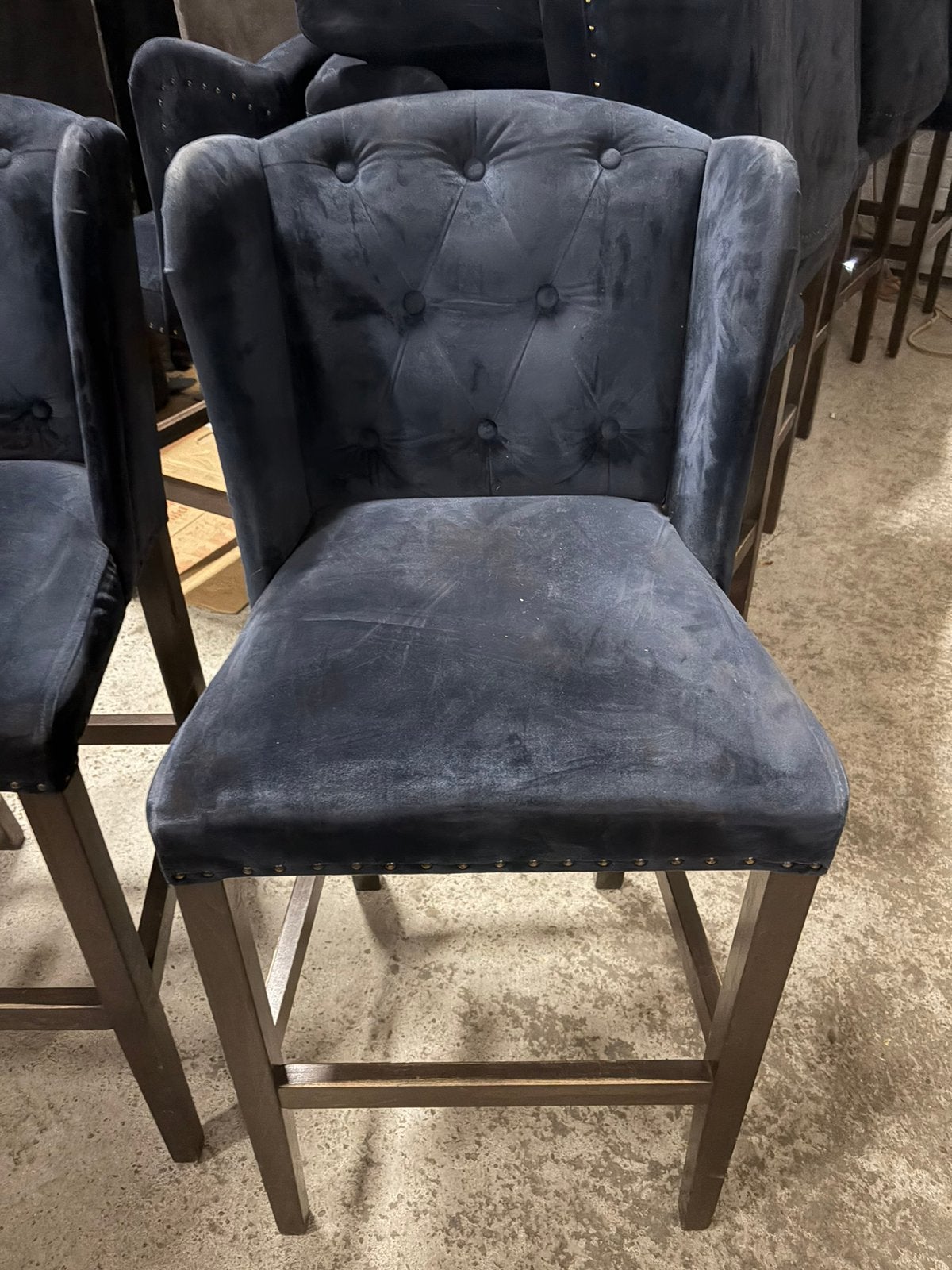 14 blauw stoffen oorfautauil barkrukken, Ophalen, ., 60 tot 90 cm, .