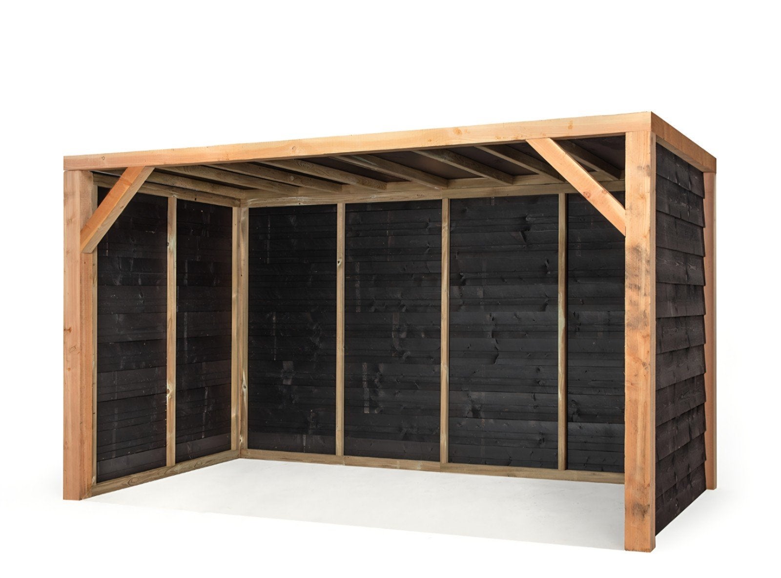 Houten overkapping met zwarte douglas wanden