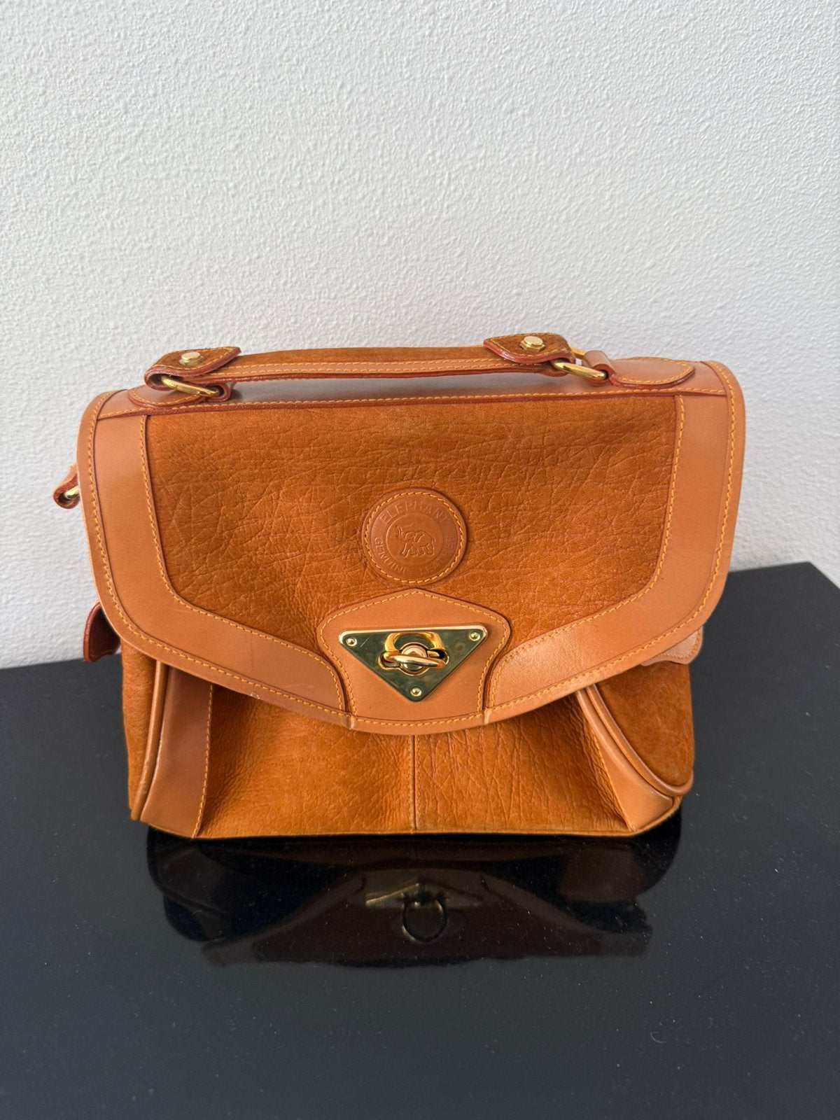 Prachtige Vintage Leren Tas Elephant Genuine Leather Nieuw, Ophalen, Minder dan 30 cm, Bruin, Aktetas of Boekentas