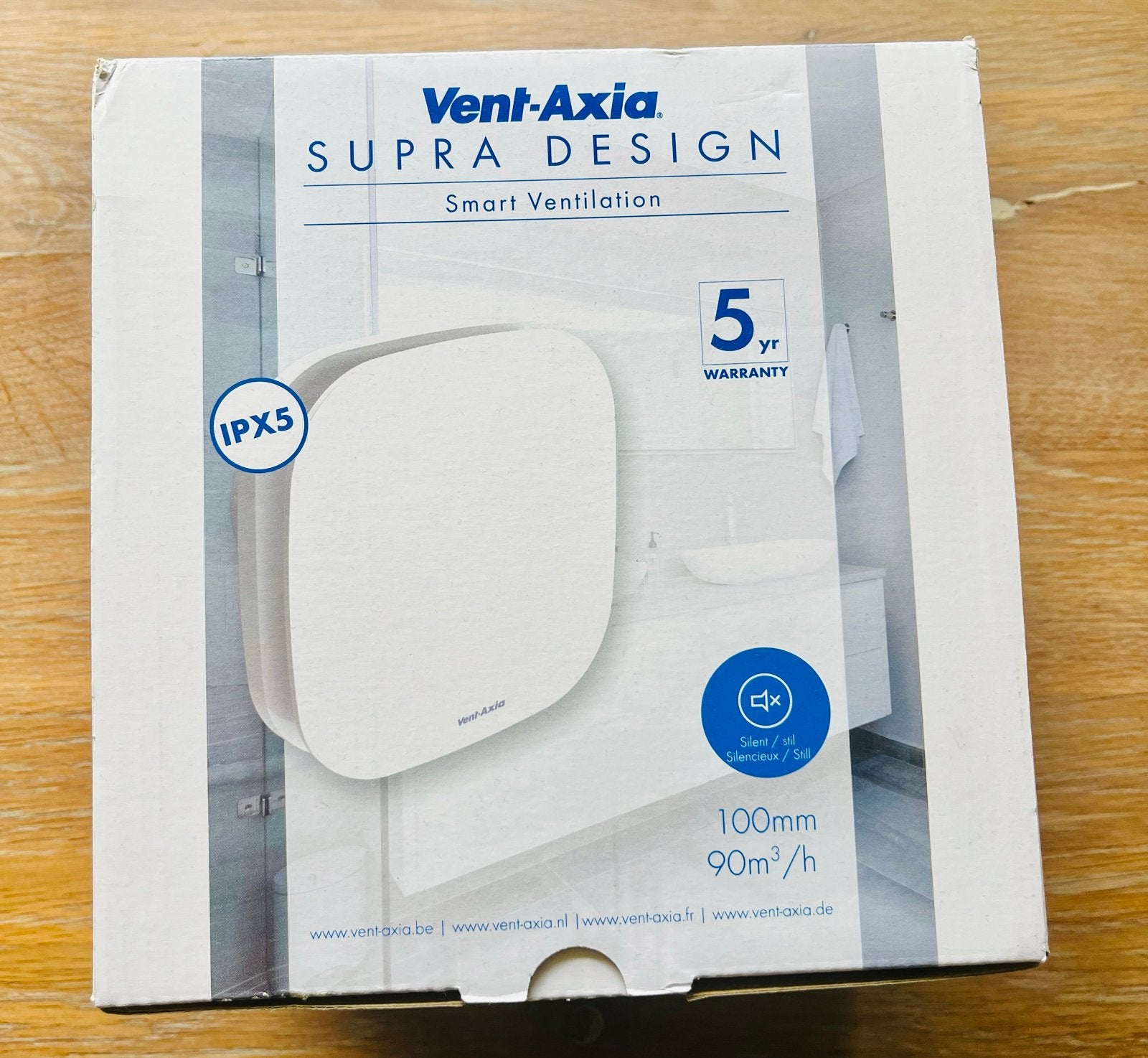 Vent-Axia Supra Design badkamerventilator 100 HT Nieuw, Ophalen of Verzenden, Nieuw, Ventilator en Afzuiger