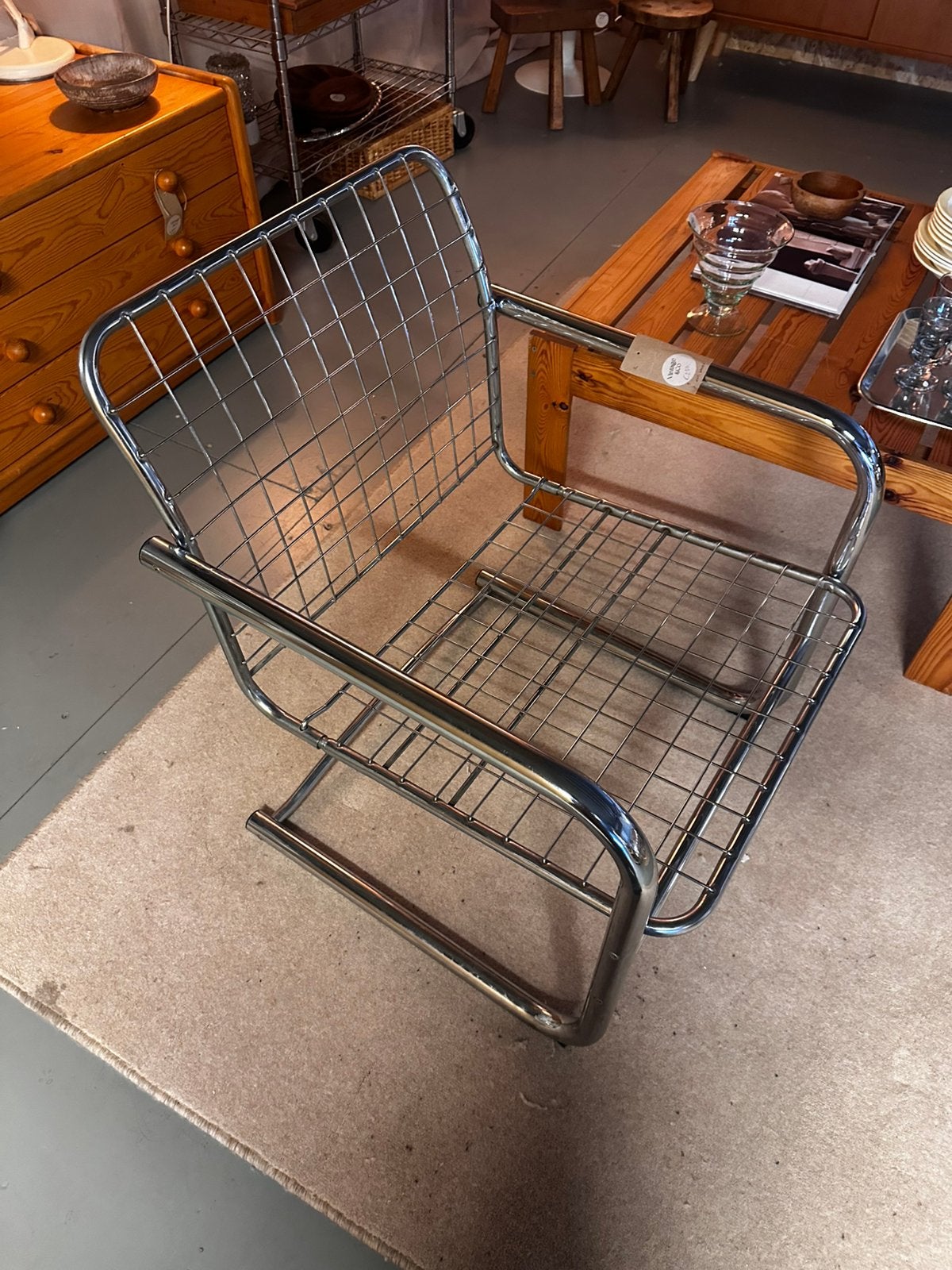 Vintage Ikea chrome fauteuil, Ophalen, Minder dan 75 cm, Zo goed als nieuw, Metaal