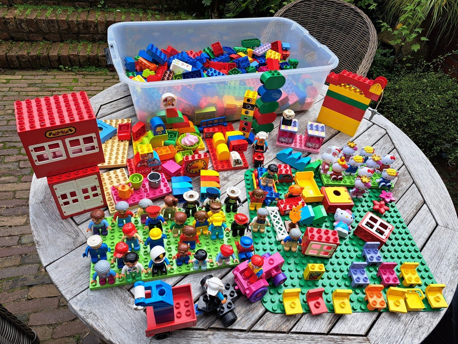Grote partij LEGO Duplo met veel poppetjes en accessoires, Gebruikt, Ophalen of Verzenden, Duplo, Losse stenen