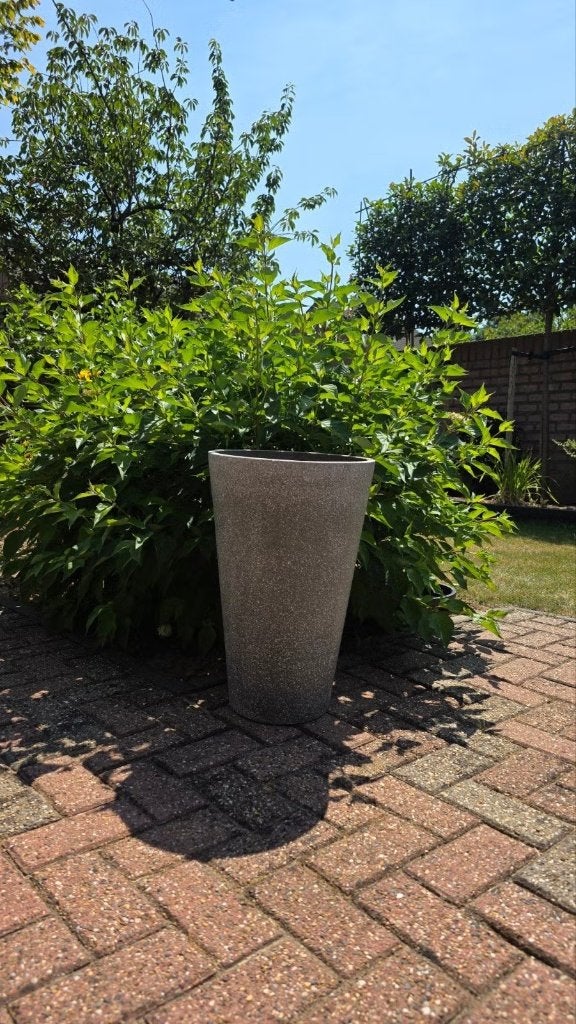 Prachtige Fiberstone / Polystone plantenpot (60 cm), Rond, Zo goed als nieuw, Balkon, Aardewerk