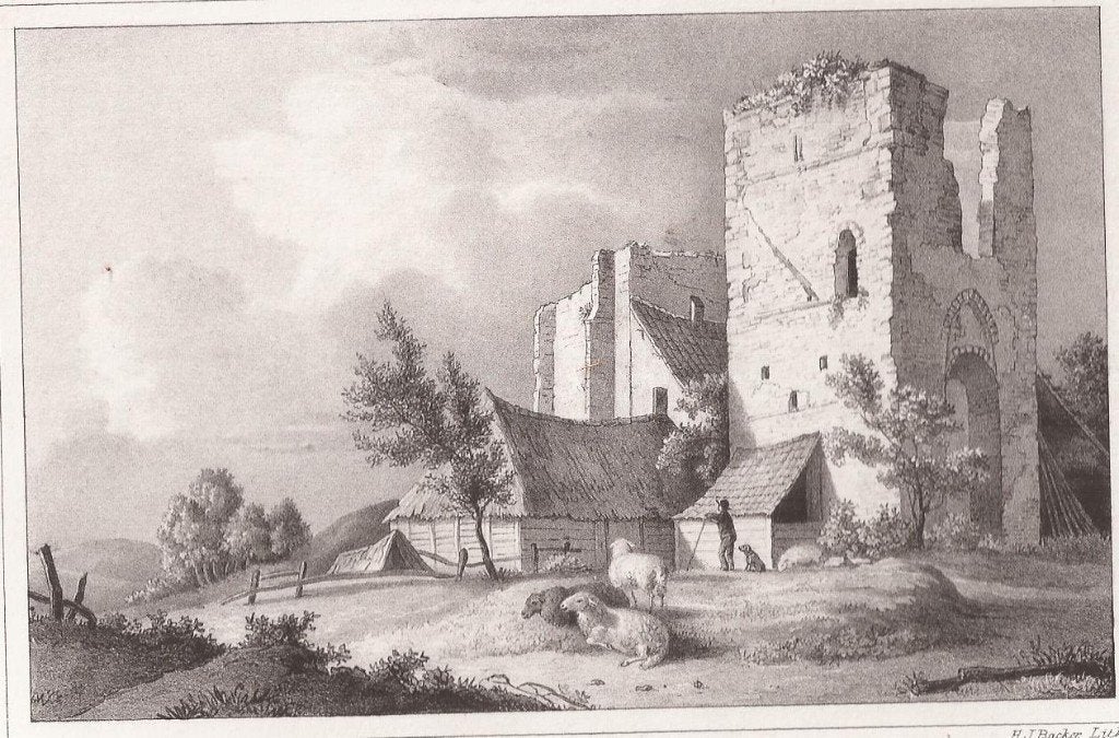 De Ruine Brederode Litho H.J. Backer ca. 1850, Antiek en Kunst, 10 cm, 1800 - 1899, Ophalen of Verzenden, Blanco verso