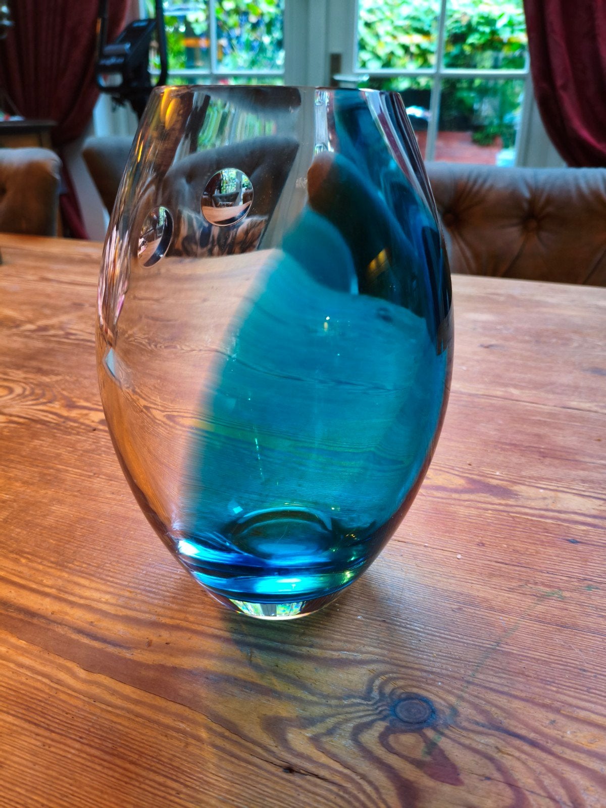kristallen vaas Essilor, Ophalen, Handgemaakt, Blauw, 25 cm