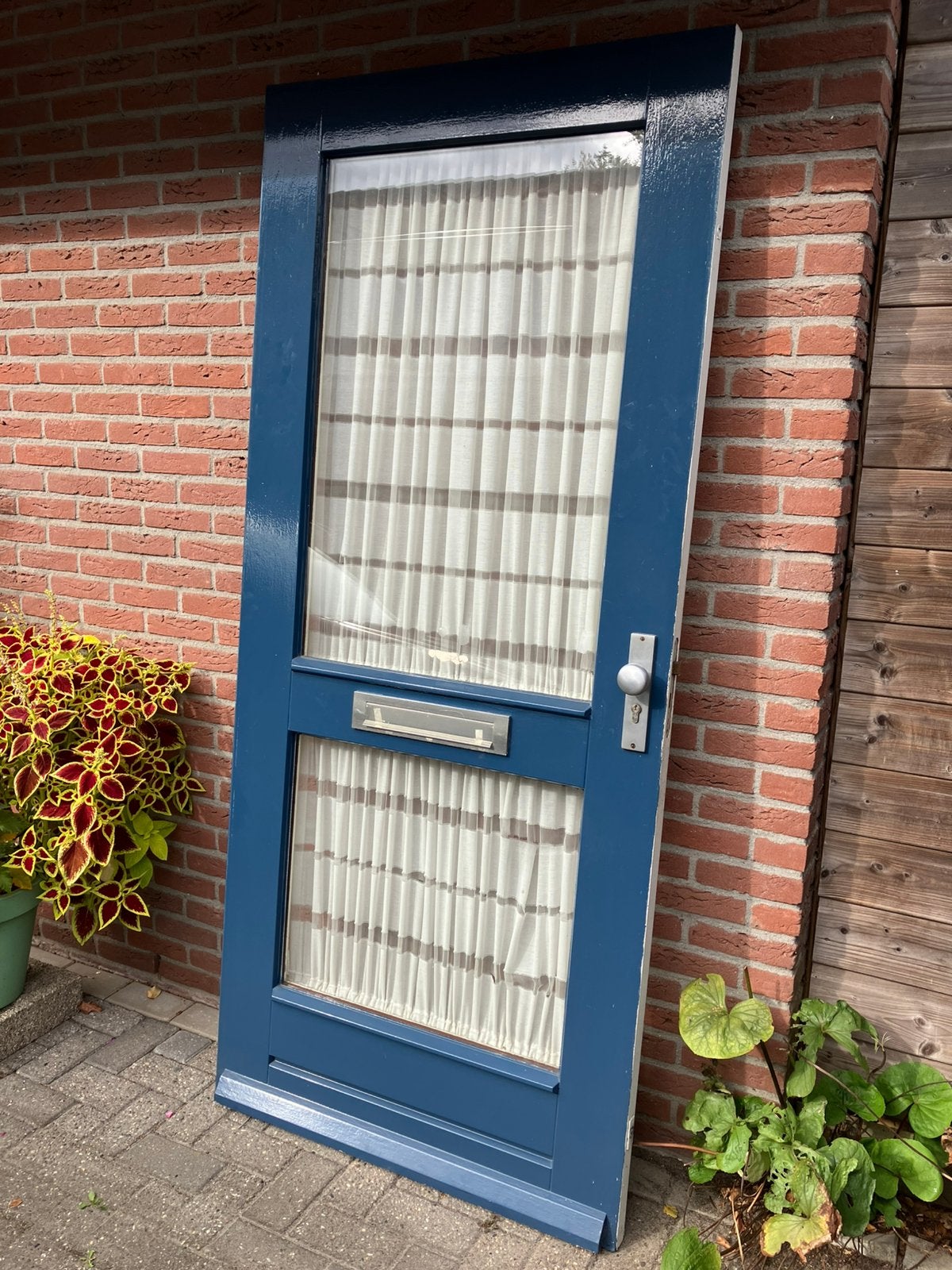 Hardhouten voordeur, Ophalen of Verzenden, Zo goed als nieuw, Buitendeur, 200 tot 215 cm