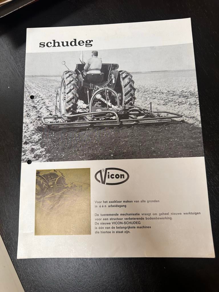 Oude Vicon Schudeg folder jaren '60 - Landbouwmachines, Ophalen of Verzenden, Zo goed als nieuw, Overige typen