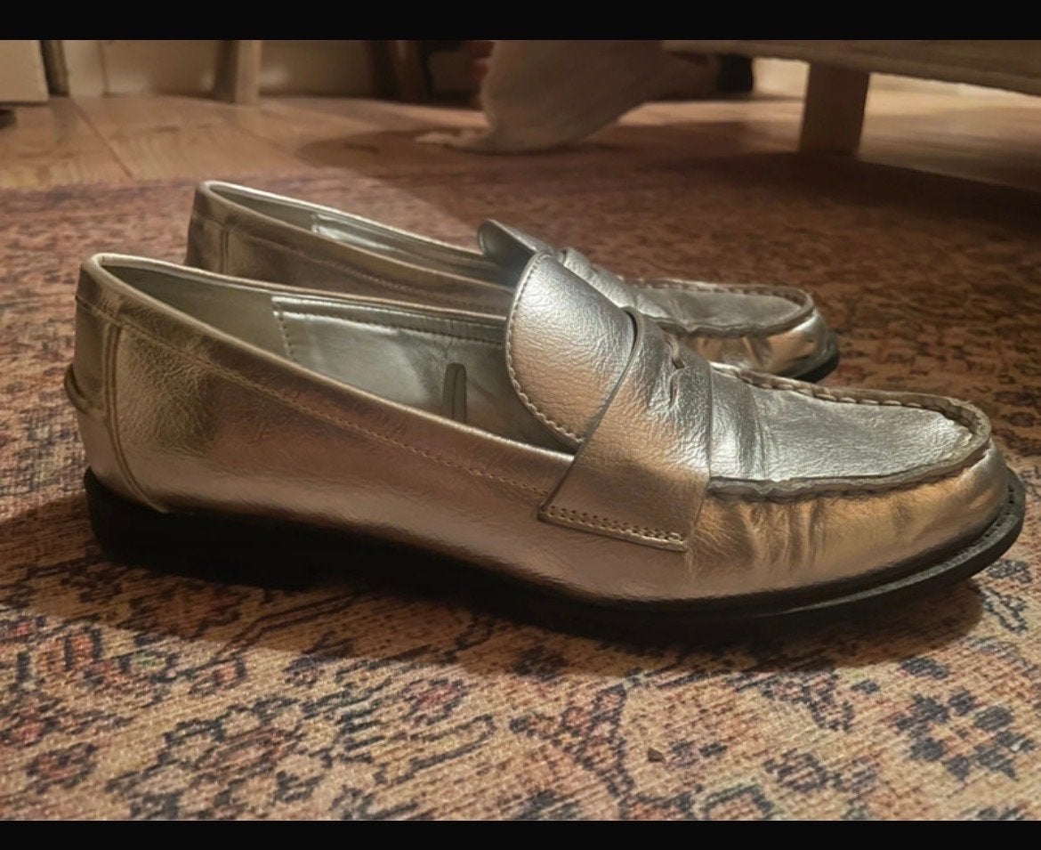 Zara loafers maat 39 zilverkleurig, Ophalen of Verzenden, Gedragen, Overige kleuren, Instappers