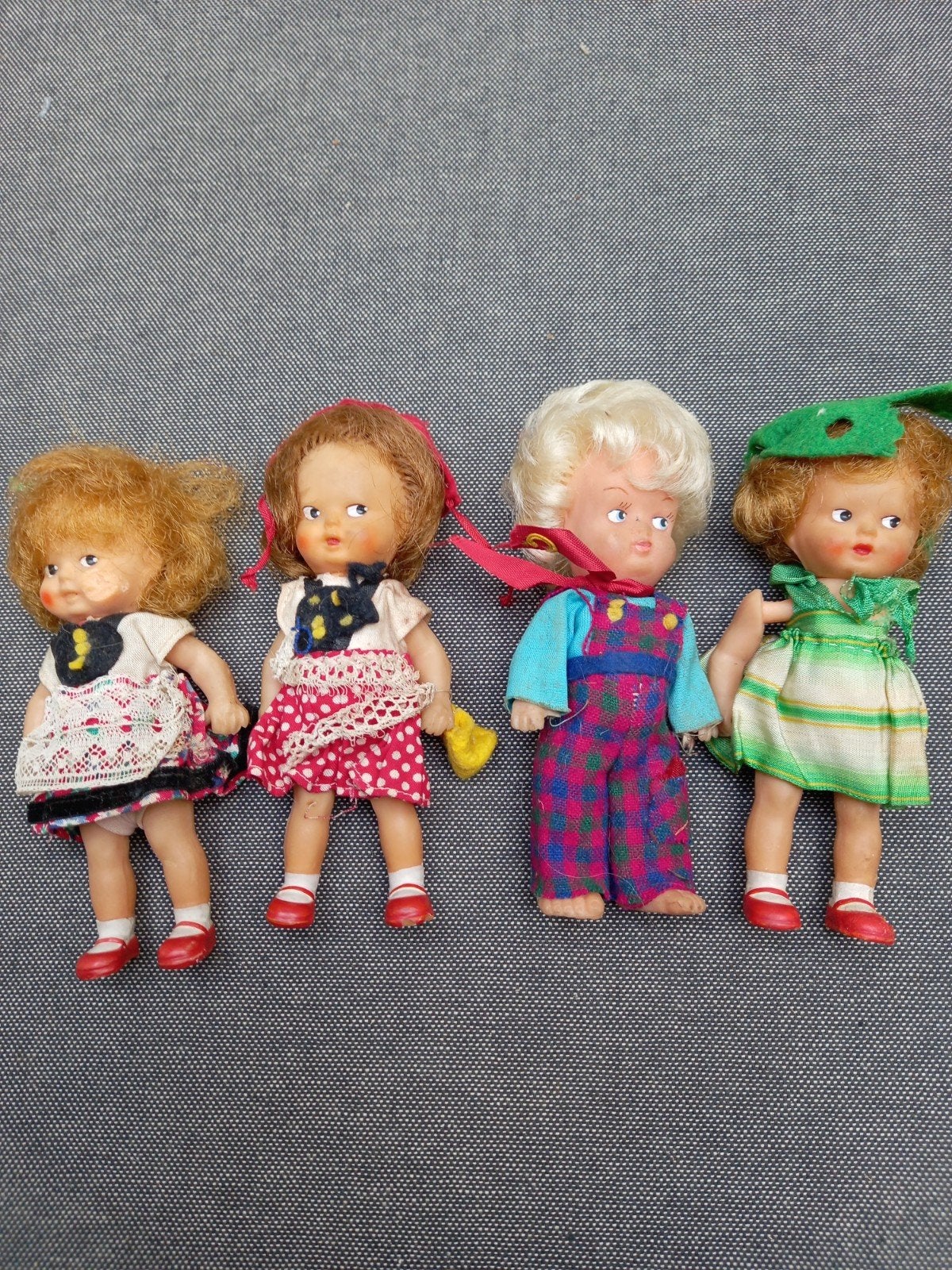 Vintage poppetjes, 4 stuks eind jaren '50, begin jaren '60., Verzamelen, Poppen, Ophalen of Verzenden, Gebruikt, Pop