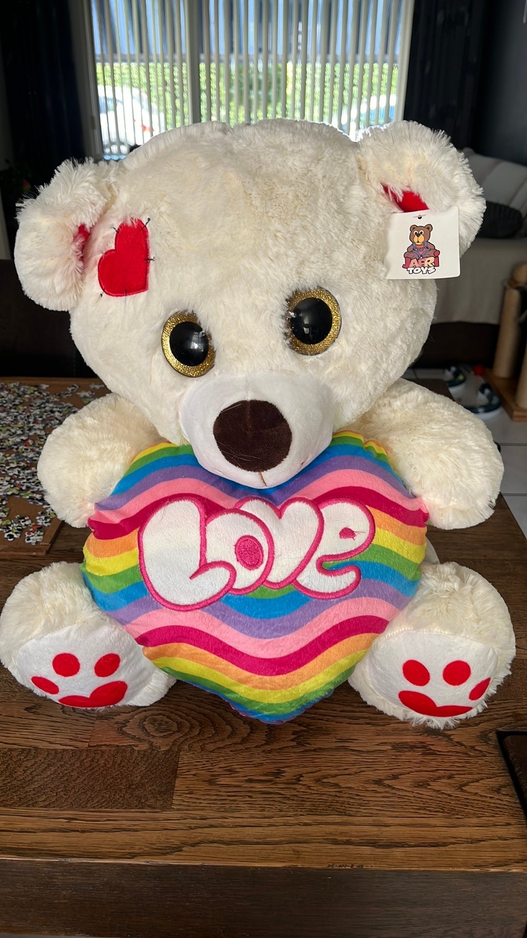 Middelgrote beer met Love hart Jafri toys, Ophalen of Verzenden, Zo goed als nieuw, Beer