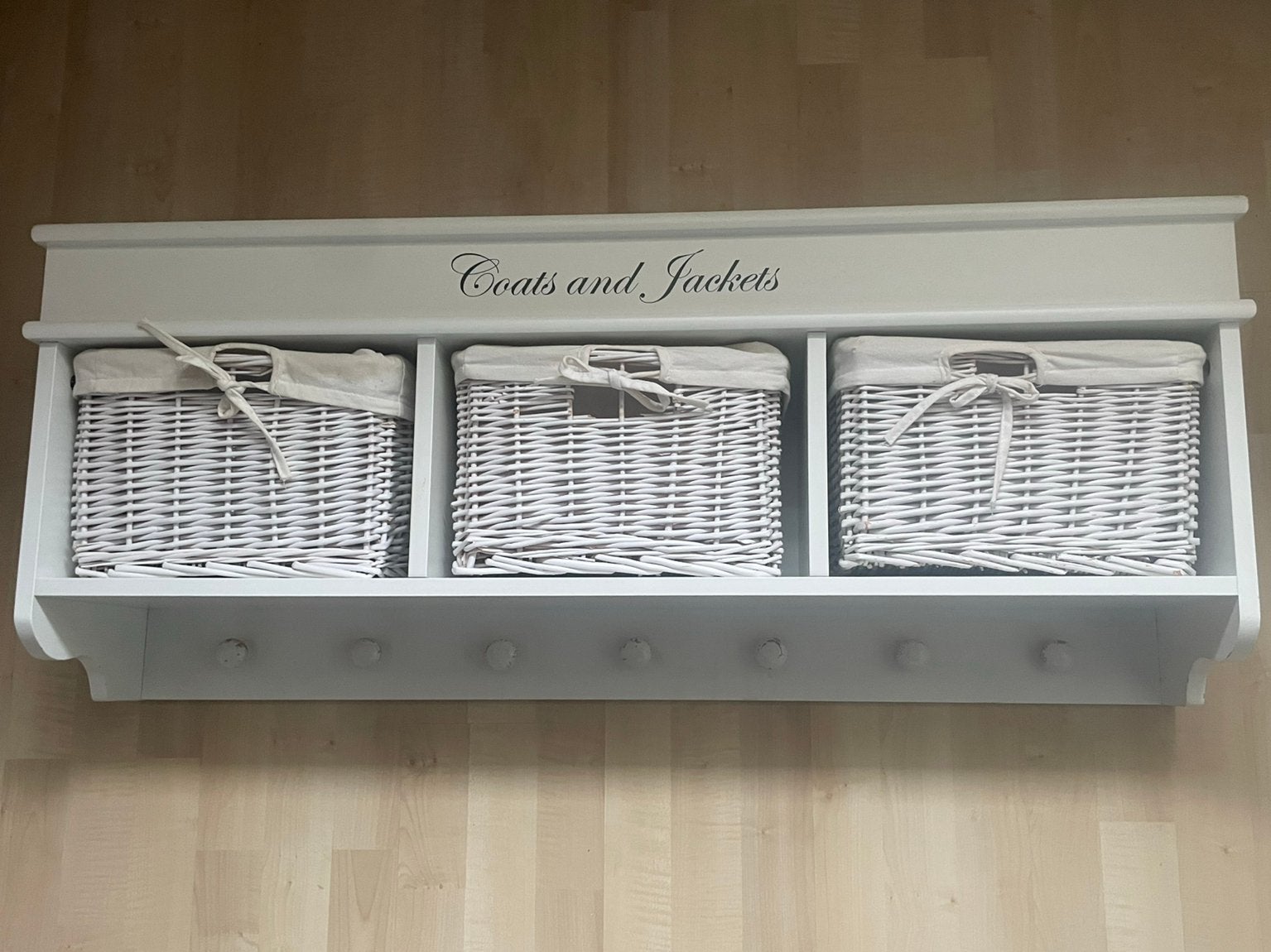 Kapstok met drie mandjes, Huis en Inrichting, Woonaccessoires | Kapstokken, Gebruikt, Minder dan 100 cm, Hout, Ophalen