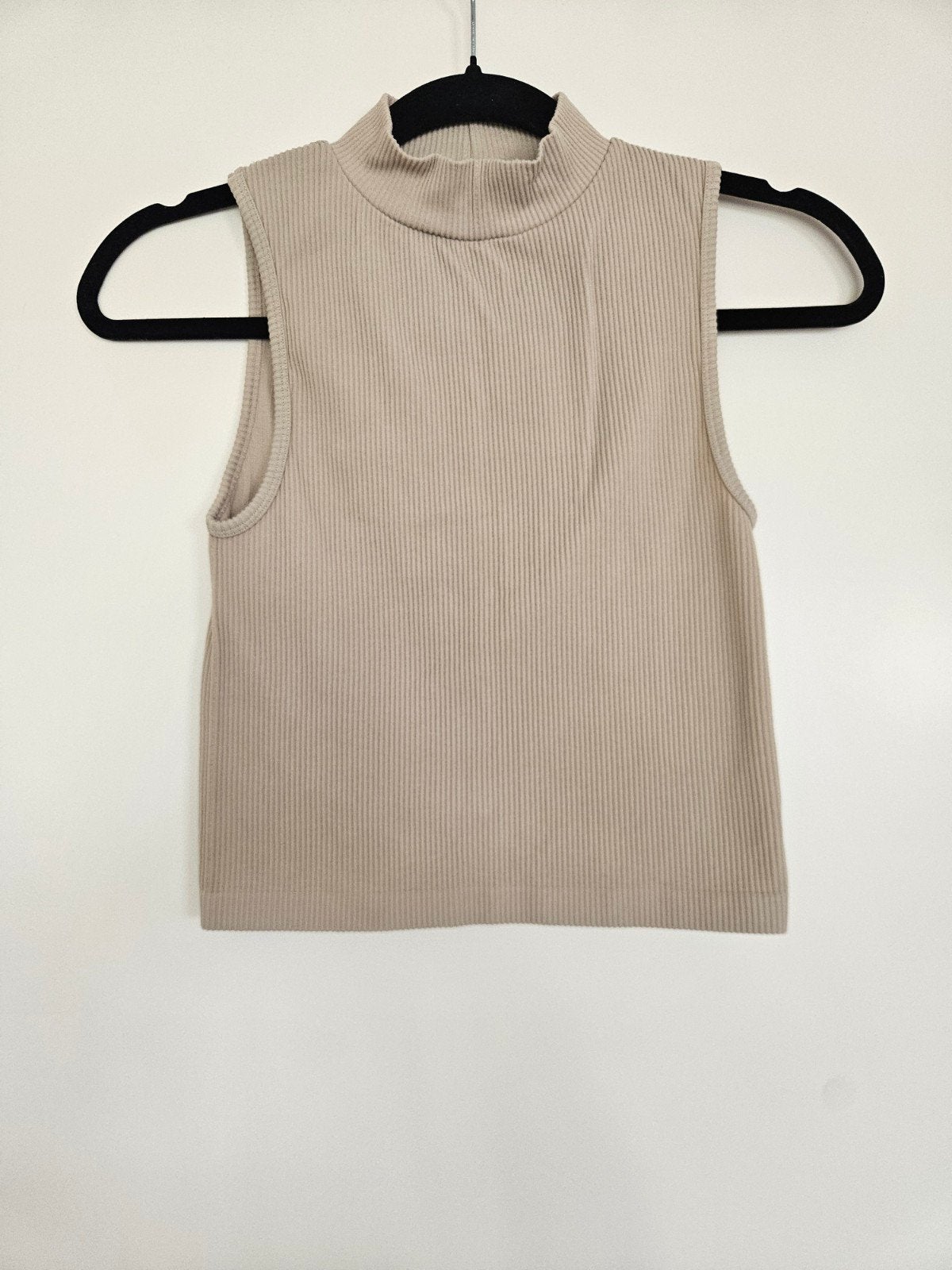 Stradivarius rib top met col – beige – maat M, Maat 38/40 (M), Beige, Ophalen of Verzenden, Zo goed als nieuw