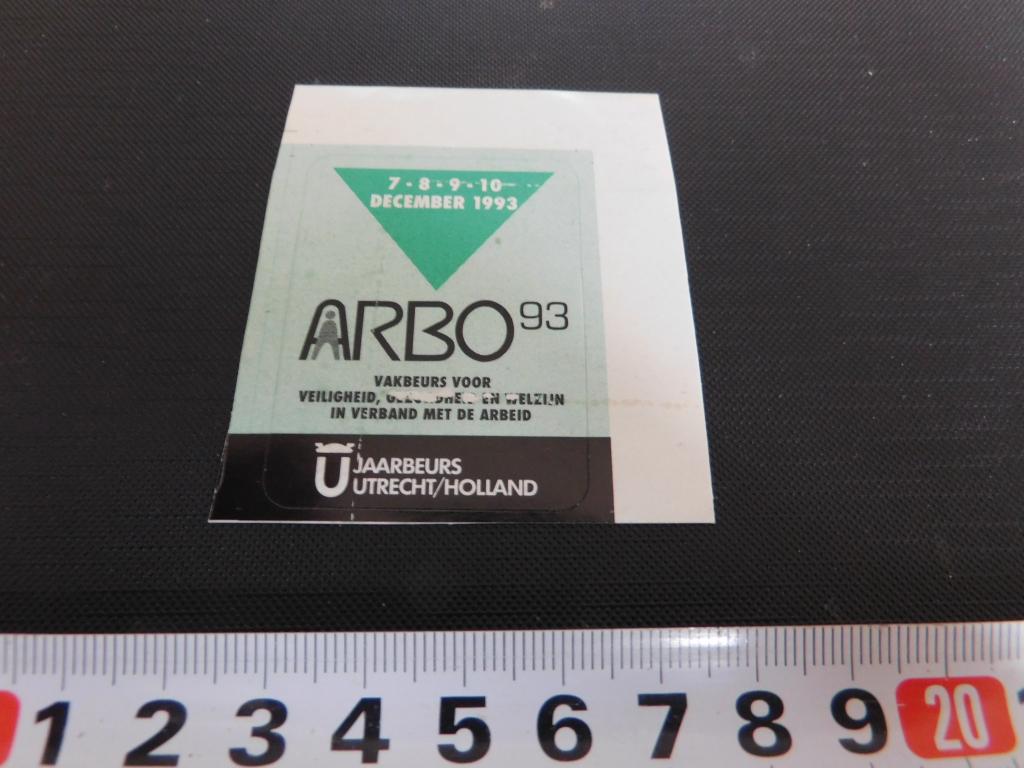 sticker jaarbeurs utrecht december 1993 ARBO vakbeurs, Ophalen, Zo goed als nieuw