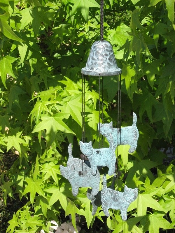 windgong / brons / POEZEN / KAT / POES, Huis en tuin decoratie Marie, Nieuw, Info@huisentuindecoratiemarie.nl, Peize