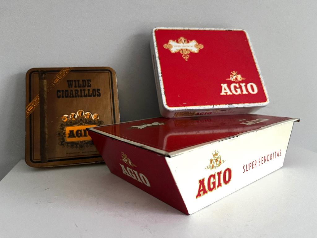Zeldzaam Agio sigarenblik met schuine hoeken, Ophalen of Verzenden, Gebruikt, Overige, Overige merken