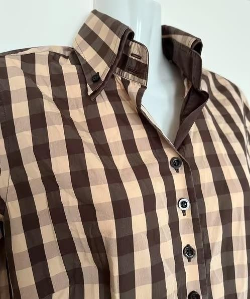 Cavallaro Napoli geblokte blouse maat 38, Ophalen of Verzenden, Zo goed als nieuw, Maat 38/40 (M), Bruin