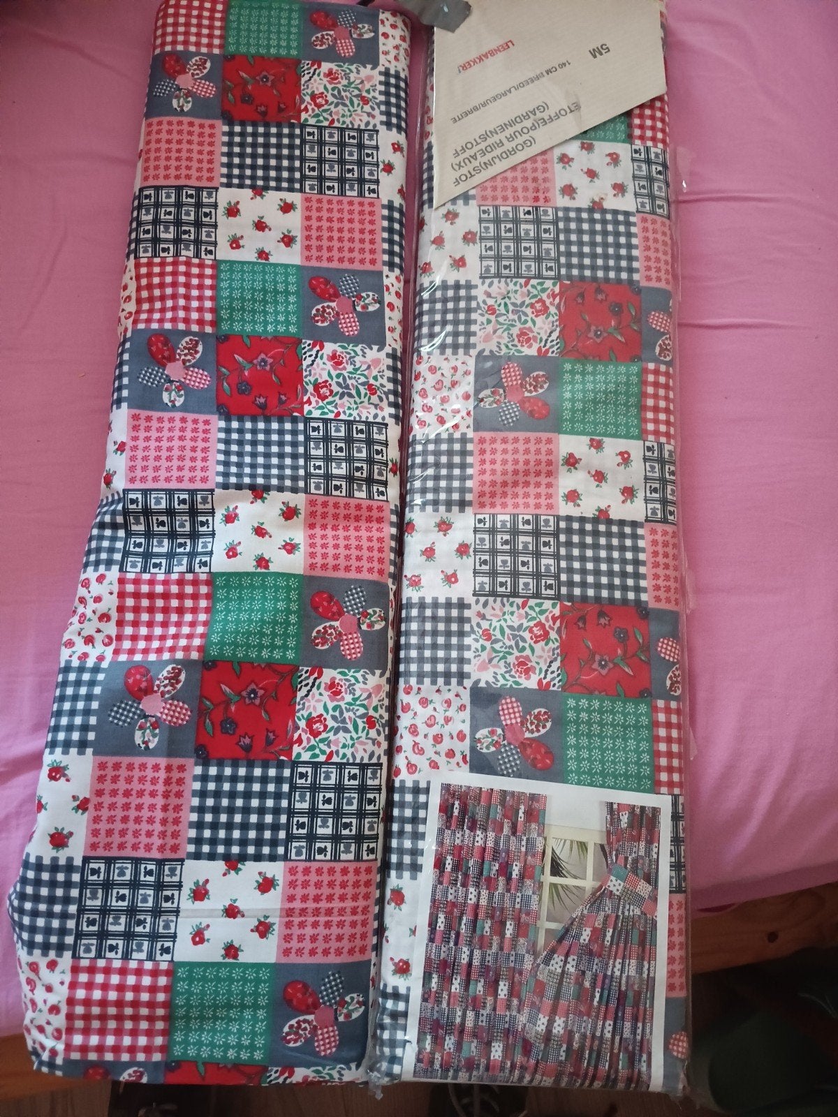 2 rollen katoenen gordijnstof, 10 meter totaal, 140 cm breed, Ophalen of Verzenden