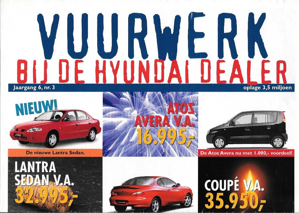 Reclamekrant Hyundai, december 1998 (groot formaat), Ophalen of Verzenden, Nieuw, Overige merken