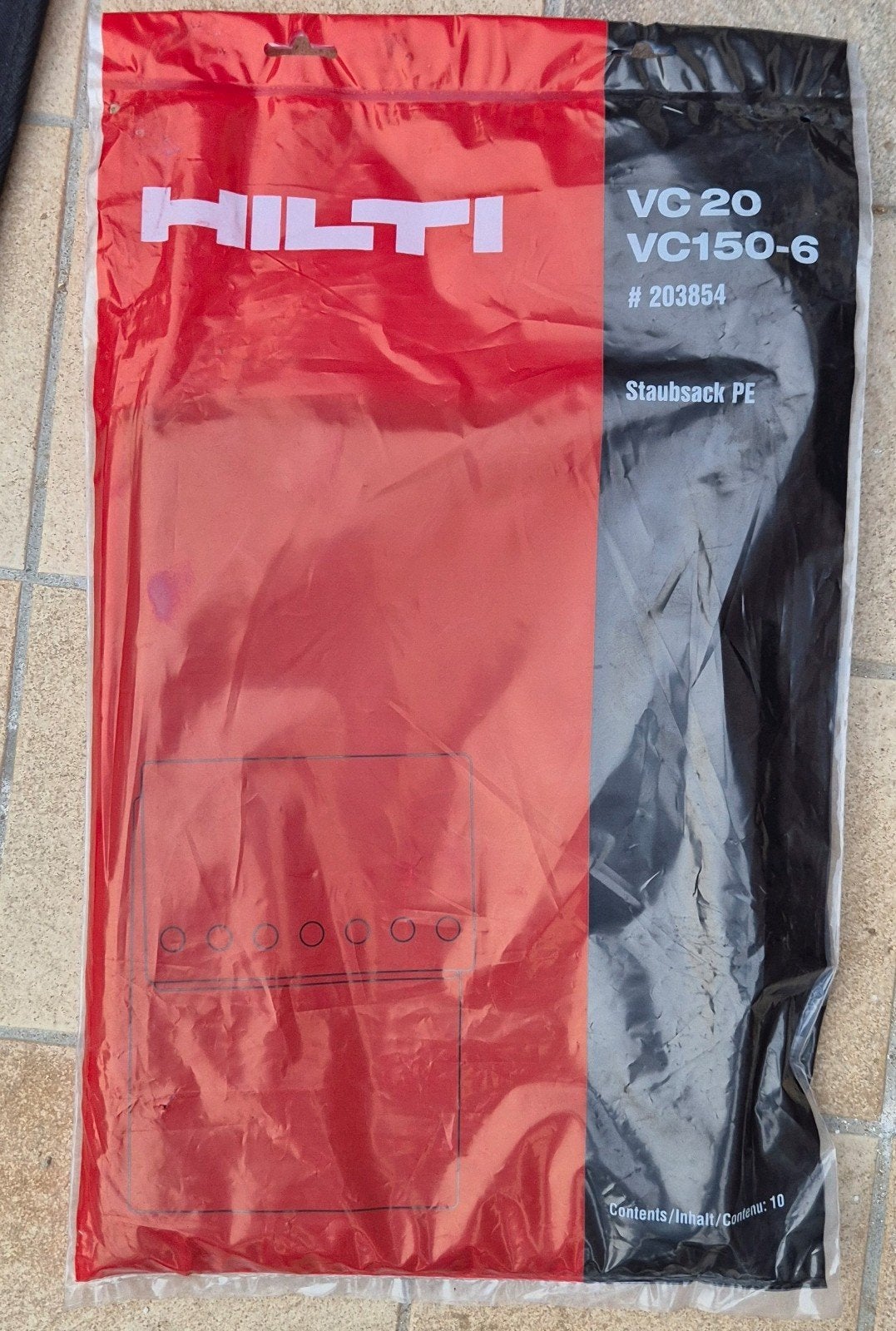 Hilti Stofzuigerzakken VC 20 150-6 (10) Kunststof, Stofzak, Nieuw, Ophalen of Verzenden, Industriële stofzuiger