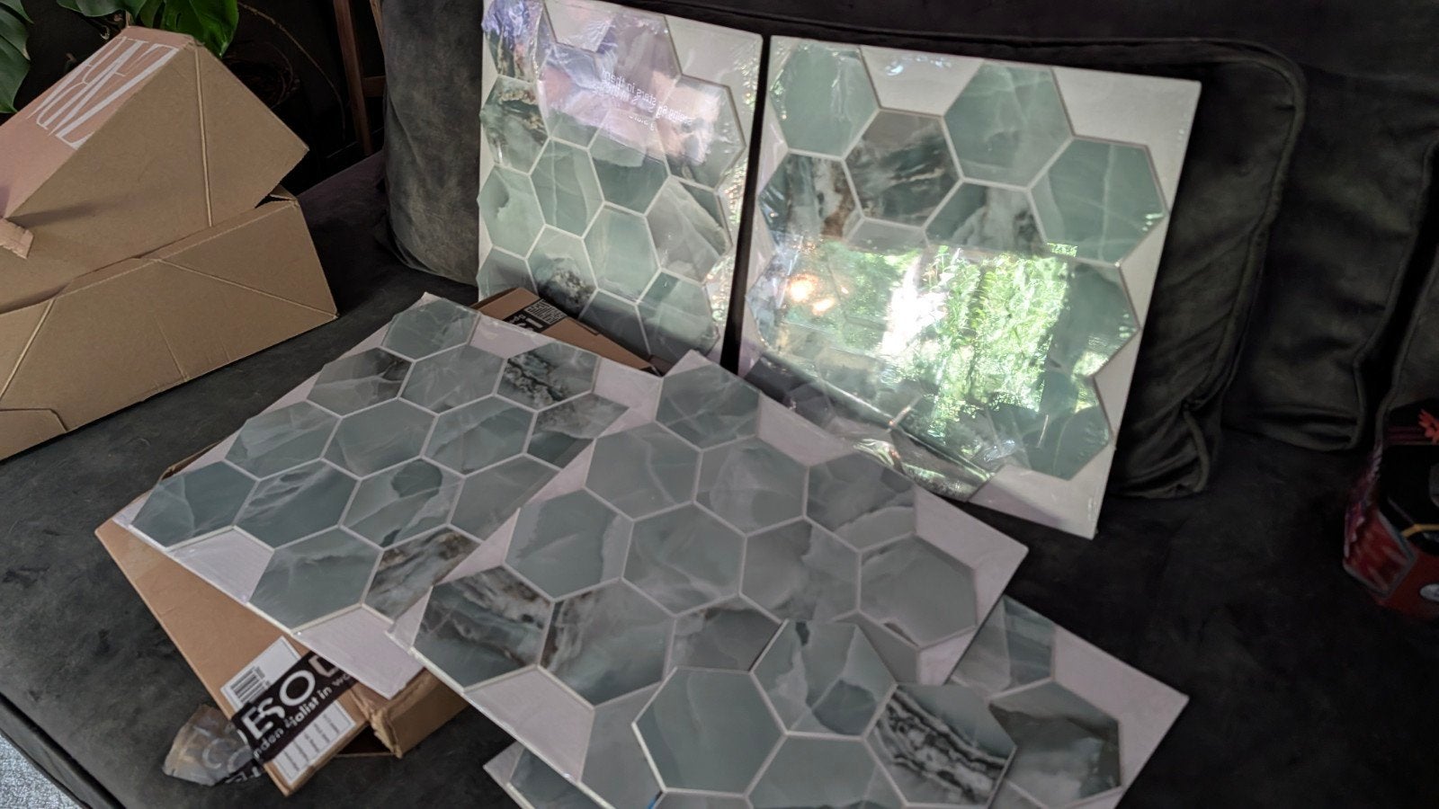 Isodeco Muurtegels Groen - Zelfklevende Hexagon Tegels, Doe-het-zelf en Verbouw, Tegels, Nieuw, Minder dan 20 cm, Minder dan 5 m²