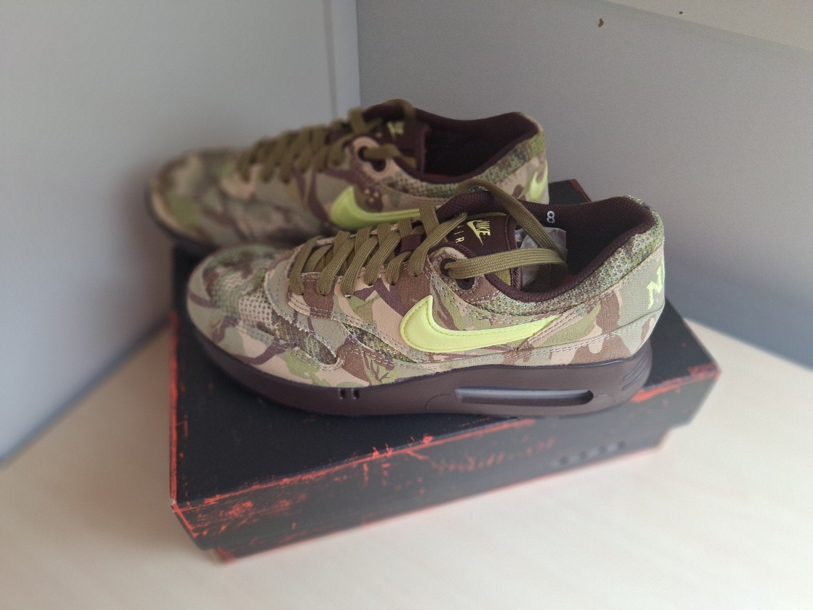 Maat 41 Nike Air Max 1 ’86 OG Camo Light Lemon Twist, Nike air max, Overige kleuren, Nieuw, Ophalen of Verzenden